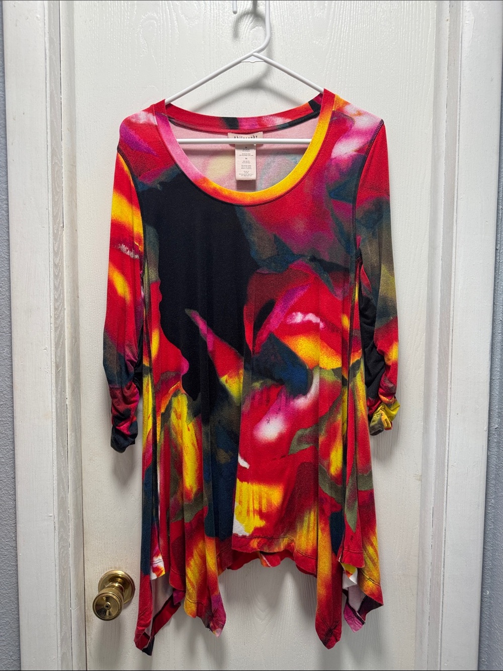 Philosophy Multicolor Red & Yellow Watercolor Swing Tunic